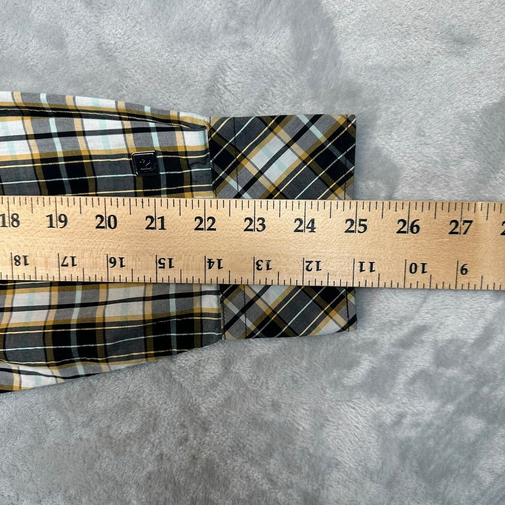 Rocawear Button Down Men XL Black Yellow Plaid‎ Long Sleeve Shirt Cotton 0259 - Picture 7 of 10